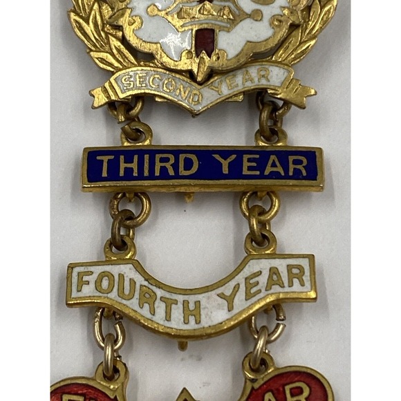 Vintage C&MA 8 Year Attendance Pins Little Cross and Crown 1/20 10k Gold Filled - Picture 3 of 10